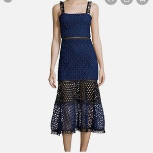 Alexis Navy lace midi dress, size S.